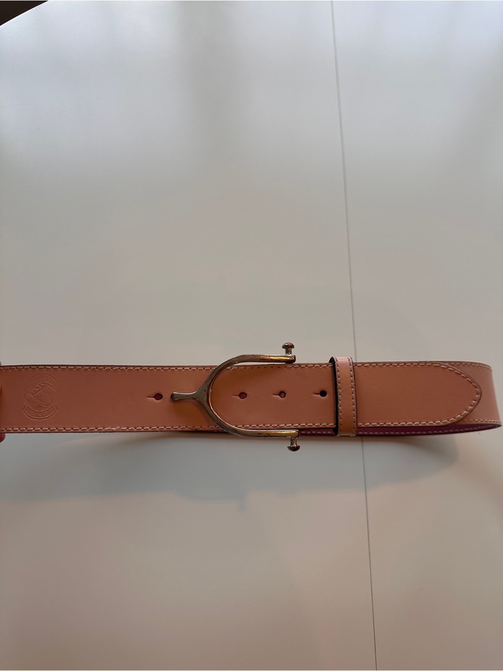 Women’s Leather equestrian spur belt in pink with Signature Horseshoe Buckle